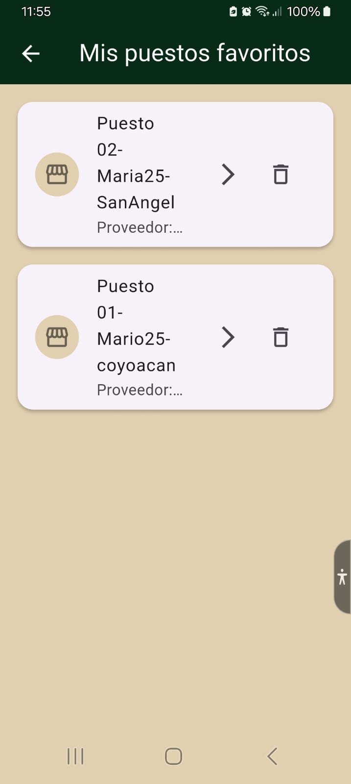 Lista de puestos favoritos